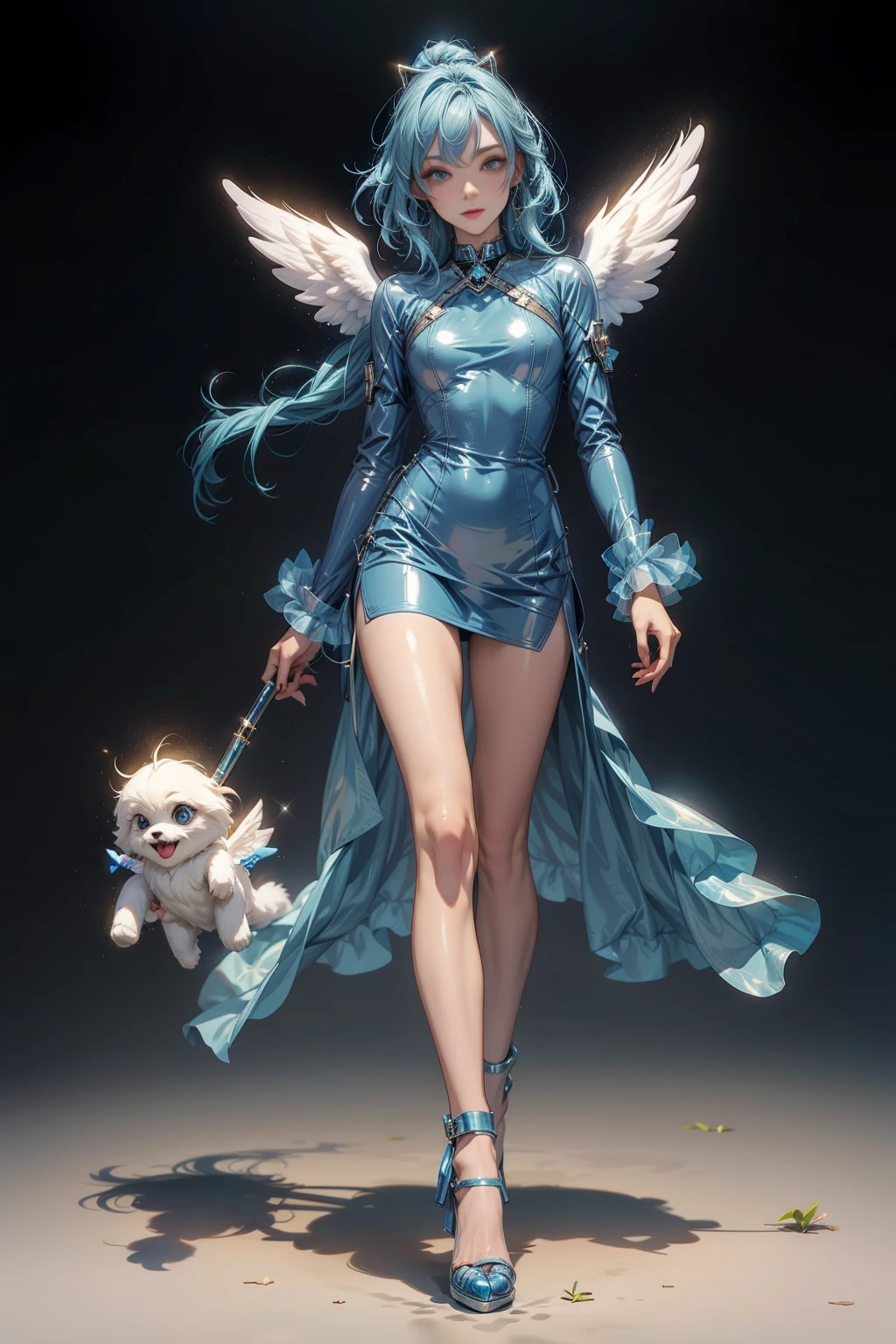 <lora:AngeliteWorld:1> (AngeliteWorld:0.9), 1woman sexy skinny in latex dress walking in a cyber city with ghosts