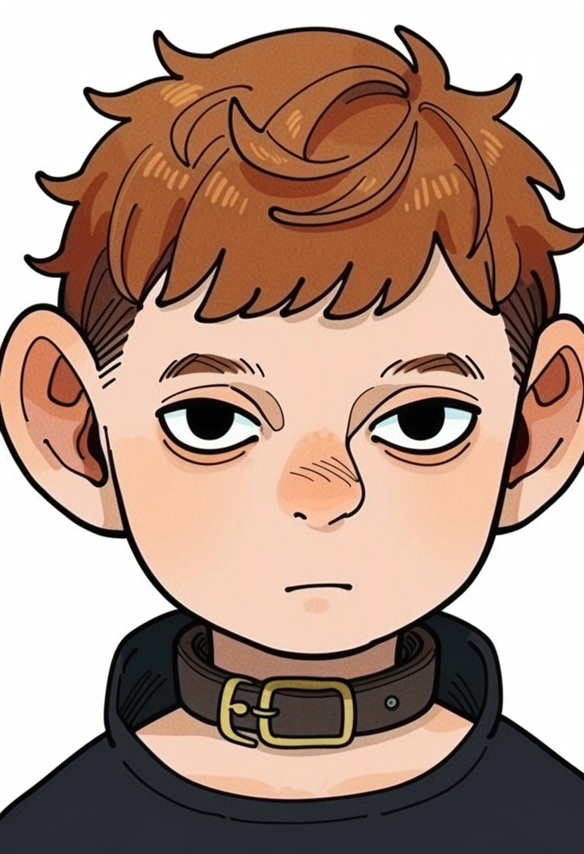 score_9_up score_8_up score_7_up, half-foot, portrait, 1boy, solo, male focus, white background, simple background, black eyes, upper body, brown hair, shirt, black shirt, collar, long sleeves, closed mouth, turtleneck, short hair, looking at viewer, male child
<lora:dungeon_meshi_races_pony7_d16:1>