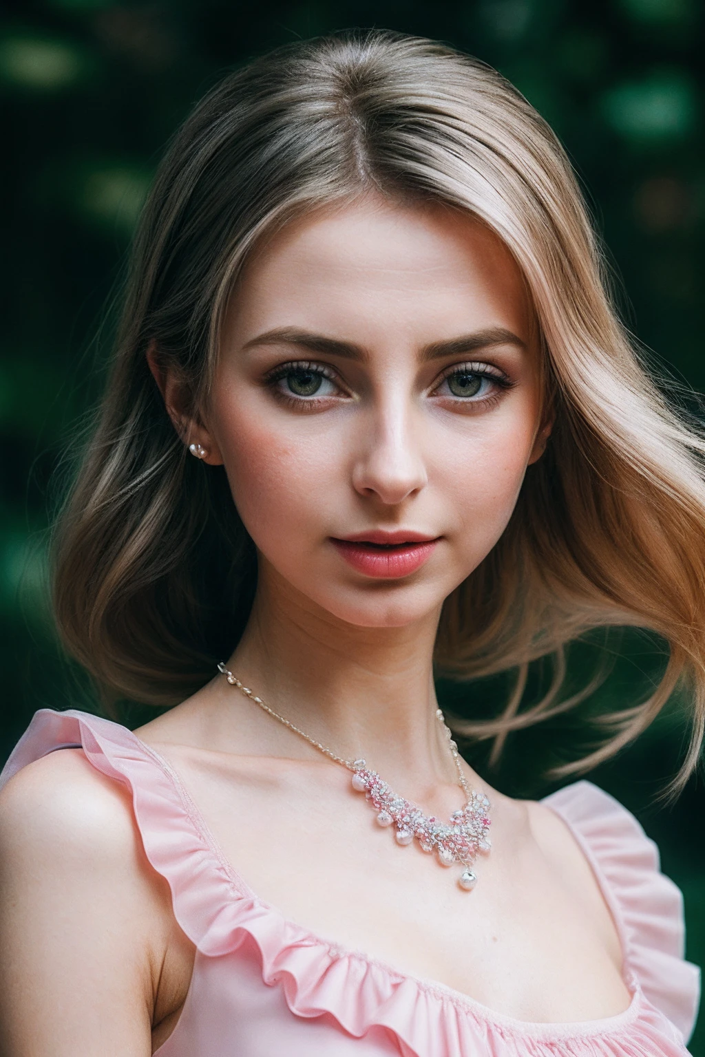 GoldieB_SoloTI_v1,
(Dressed in a dreamy ensemble reminiscent of a Barbie doll's wardrobe, she embodies the essence of girlish charm and elegance. Her outfit features a pastel pink dress adorned with bows and ruffles, accessorized with a pearl necklace),
(Amidst a world of whimsy and fantasy, she moves with grace and poise, her every gesture exuding a sense of enchantment:1.3),
(seductive:1.3),(analog, cinematic, film grain, hazy atmosphere, cinematic shot:1.3),
<lora:add_detail:0.6>,<lora:LowRa:0>, PA7_Portrait-MCU,
