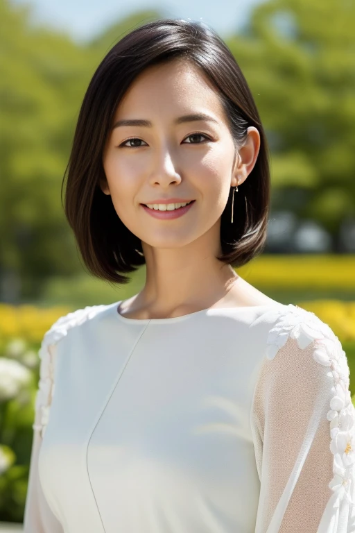 1girl,(RAW photo, best quality), (realistic, photo-realistic:1.4), masterpiece, an extremely delicate and beautiful, extremely detailed, 2k wallpaper, Amazing, finely detail, extremely detailed CG unity 8k wallpaper, ultra-detailed, highres, soft light, beautiful detailed girl, extremely detailed eyes and face, beautiful detailed nose, beautiful detailed eyes,cinematic lighting,perfect anatomy,slender body
wearing a white peplum dress,white skirt,(bokeh:1.2)
at a flower park,sakura flowers,flower garden,
,smile
<lora:kimuratae_lora:0.8>