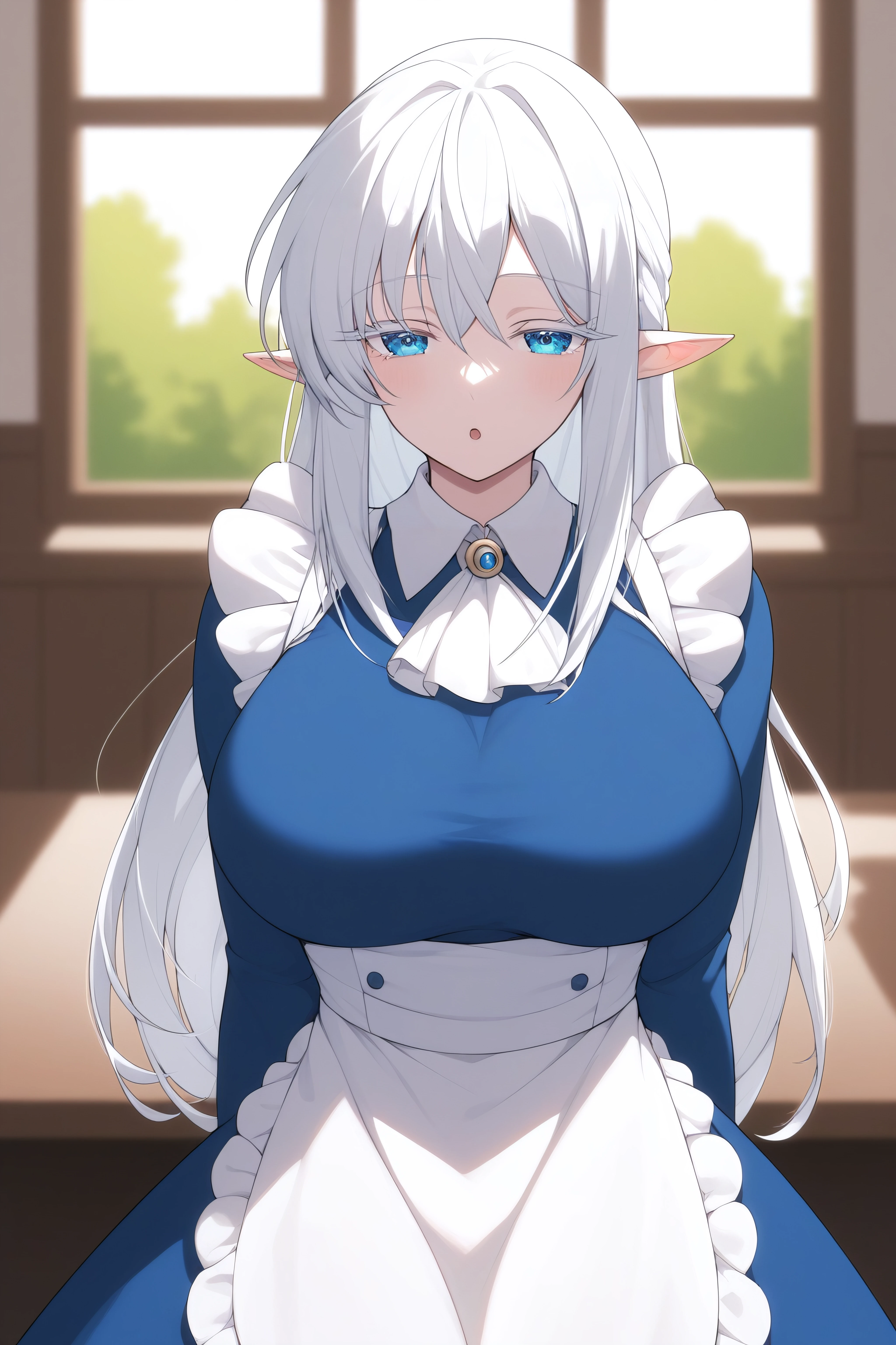 (high resolution, clear focus, weak outline:1.3), ((big breast, breast cleavage)), ((beautiful eyes)), raised sexy,  (silver hair), twintails, very long hair, asymmetric hair, half updo hair, ) , ((green eyes,)),  bokeh , tight focus, (correct anatomy:1.6, ideal ratio of body proportions),  wz_sousou_no_frieren_style,  pointy ears, elf, white capelet, green eyes, black pantyhose, earrings, white skirt, belt, white sleeves, (in the forest), headgrabblowjob, 1girl, hetero, penis, 1boy, (fellatio), (oral), uncensored, testicles, hands on another's head, erection, realistic, male pubic hair, solo focus, pubic hair, (pov), ((excited)),  (Shot from above), (on her knees),