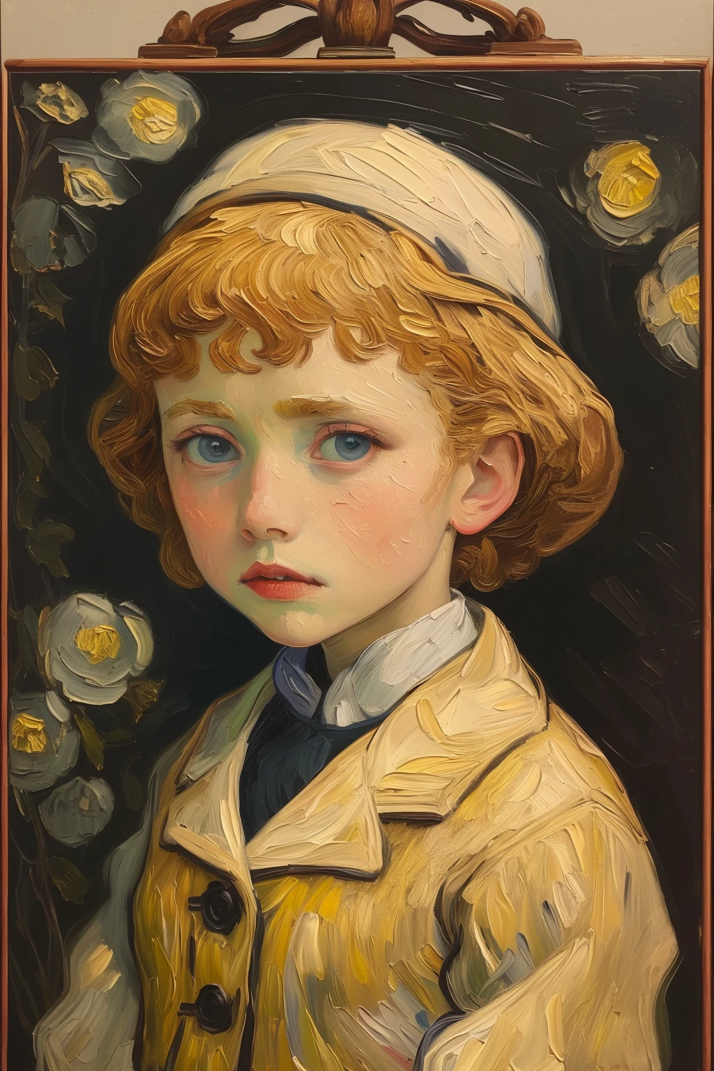 masterpiece,best quality,portrait of girl,oil painting,<lora:tbh123-:0.8>,style of Vincent van Gogh,