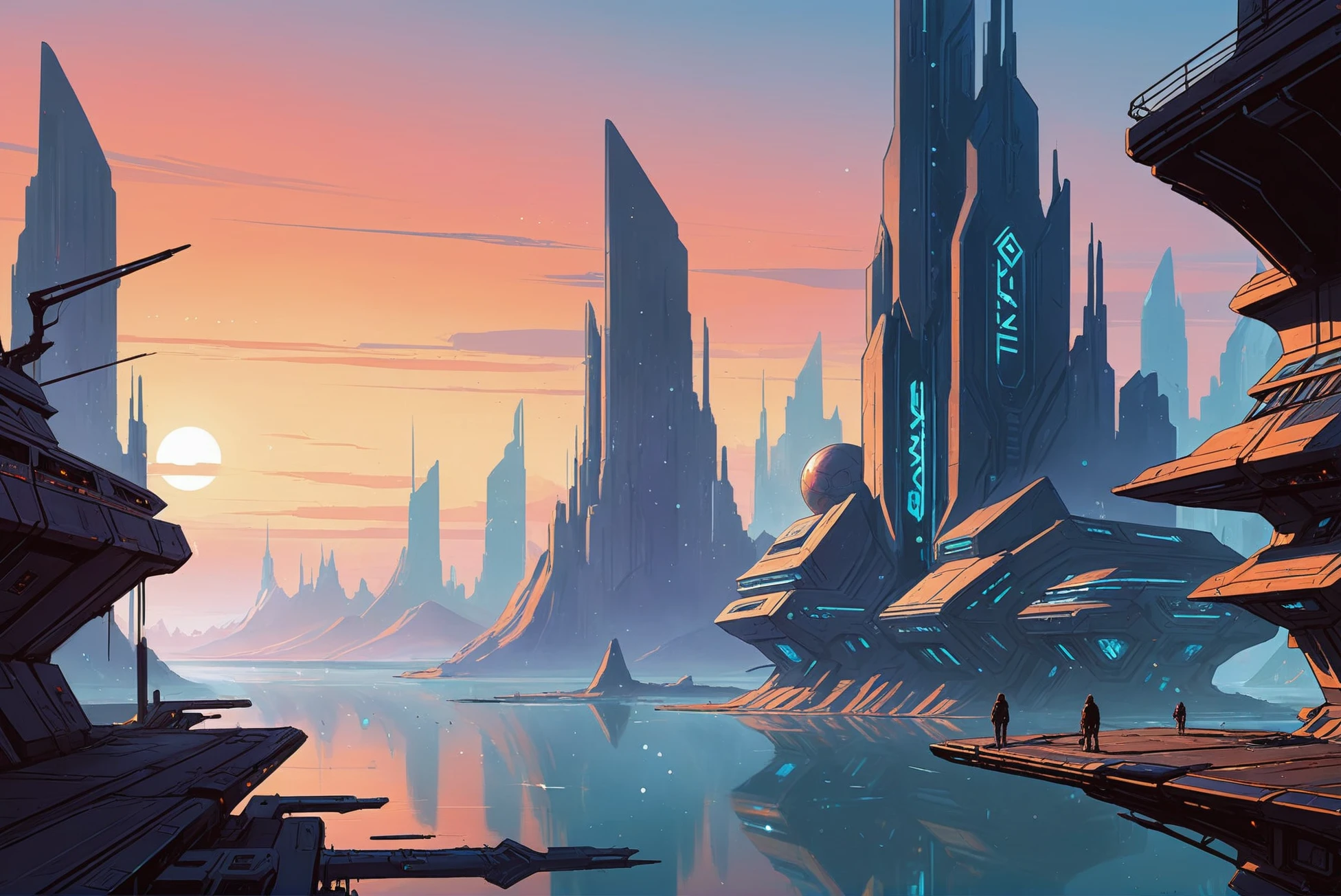 digital painting, scifi city, morning, scenery, "at the endless Crystal"<lora:EnvyStarlightScifiAesthetic08:1>