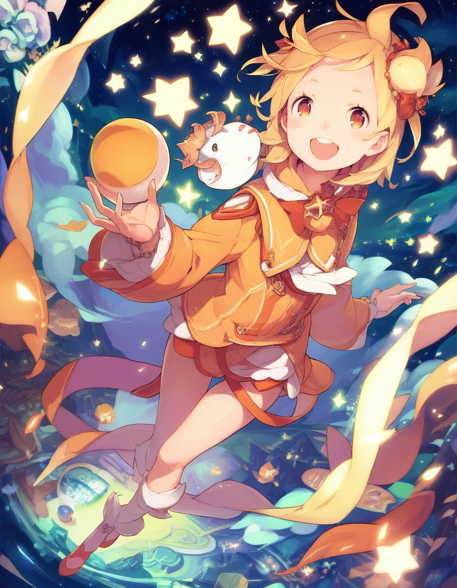 <lora:shinichirou_otsuka for pony:0.8>,score_9, score_8_up, score_7_up, 1girl,full body, dutch angle, star \(symbol\), upper teeth only, parted lips, open mouth, smile, standing,