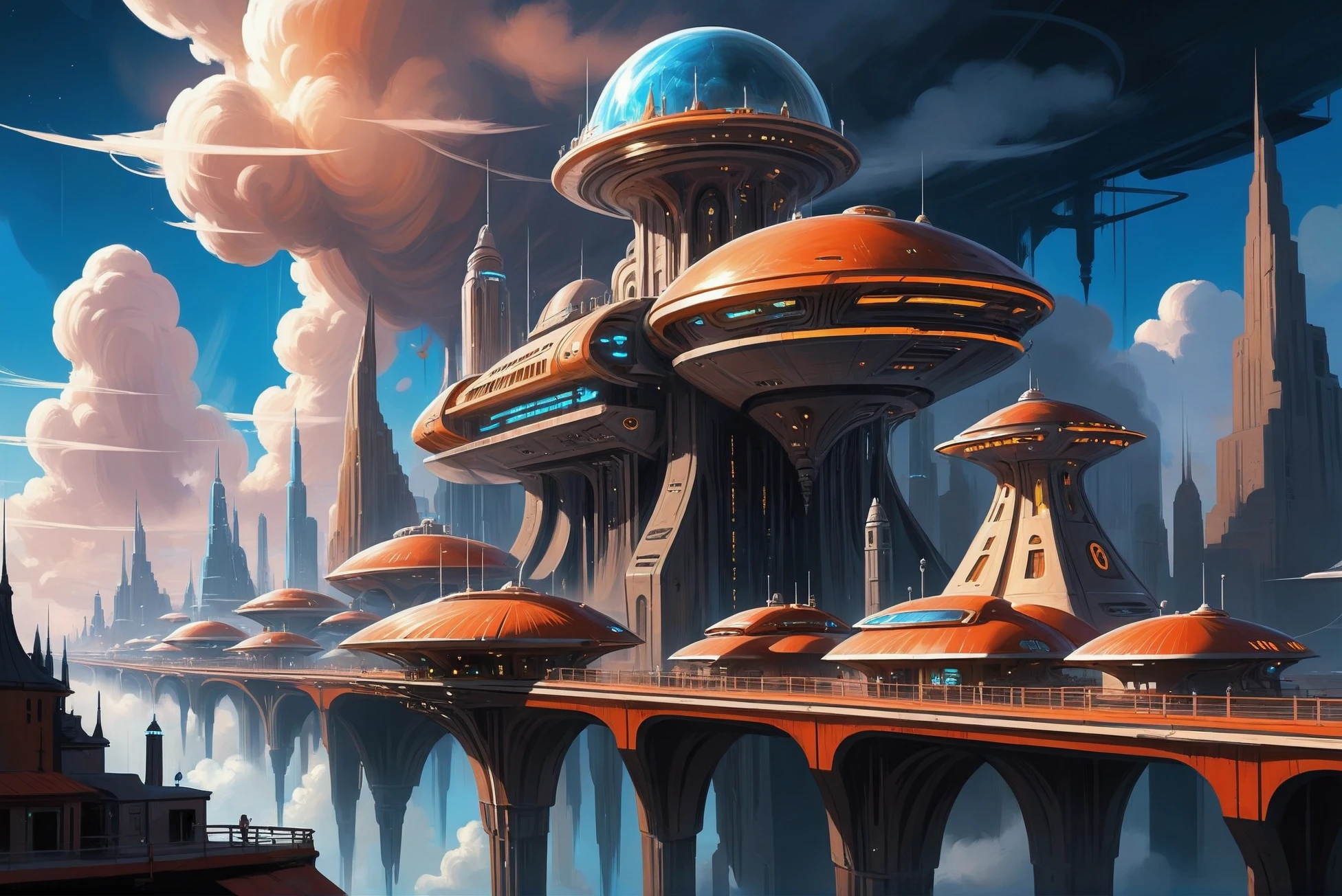 digital painting, scifi city, whimsical scifi cloud city at the beginning of reality<lora:EnvyStarlightScifiAesthetic03:1>