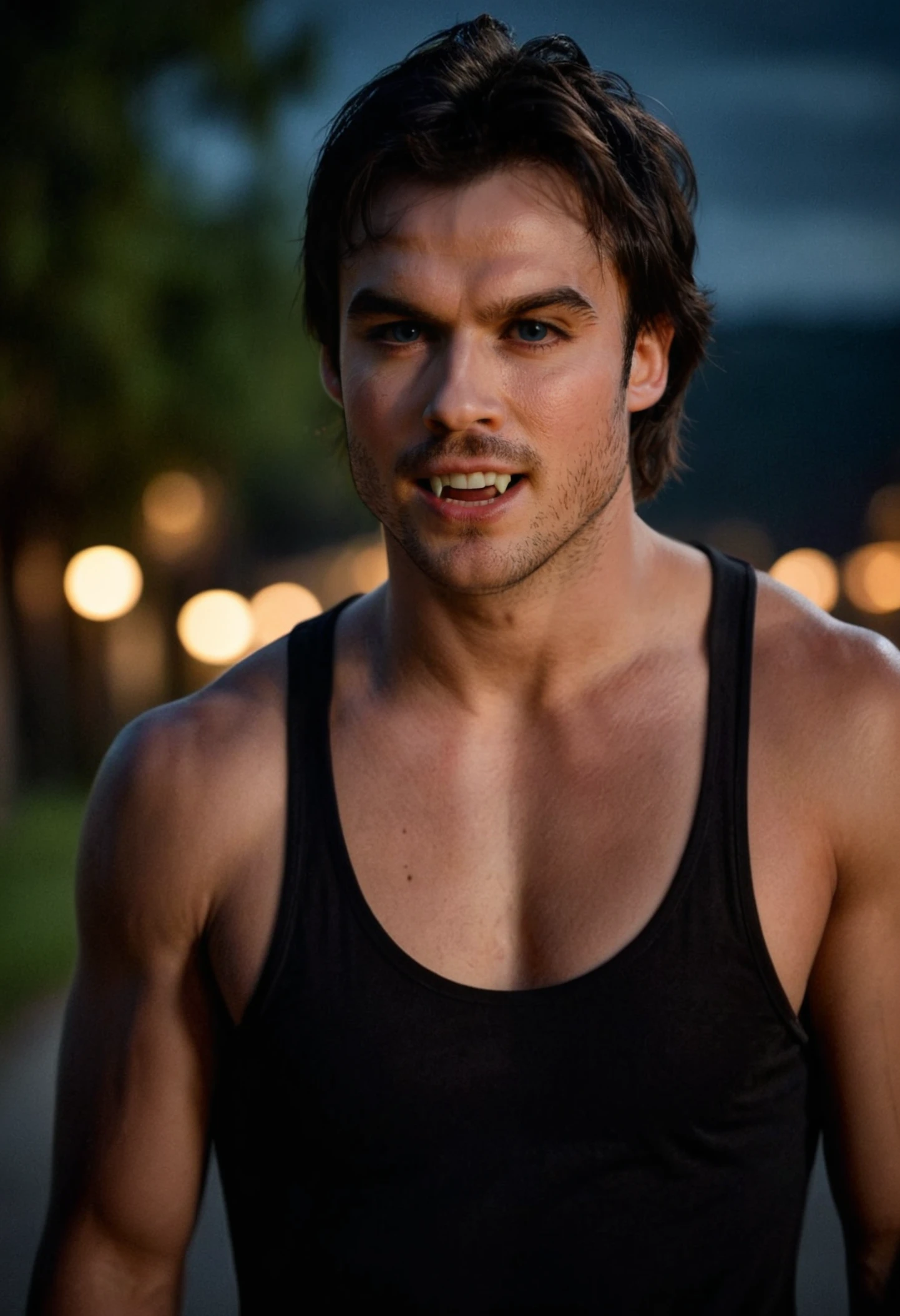 Taylor Lautner as Jacob Black in the film series "twilight", a young man with a very striking physical presence. He has tanned skin, almost coppery, that reflects its indigenous roots. Your body is muscular and well-defined, with broad shoulders and a robust torso. Jacob is tall, with a stature that commands respect.
Her hair is initially long and dark., smooth and falling to the shoulders, but at a certain point, he cuts his hair very short, which further highlights its strong and defined features. His eyes are dark and deep, conveying a mixture of intensity and kindness. Jacob has a generally serious expression, but with a warm smile that reveals his friendlier and more protective side.
The combination of your height, well developed muscles, and confident posture make him have a very striking and impressive presence..