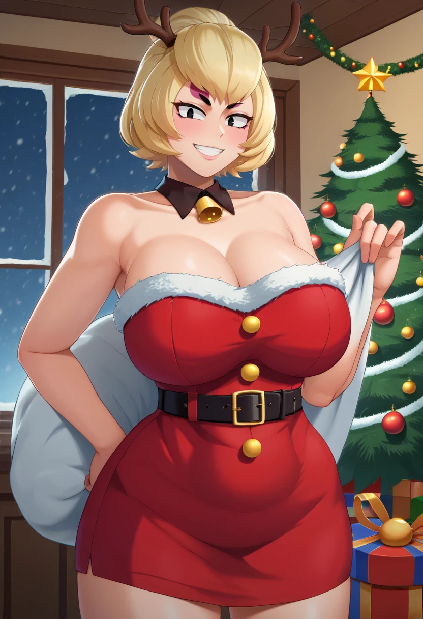 (2000's style, anime screencap, cel shading, high resolution, clean brush stroke, highly detailed, NSFW, perfect anatomy), indoors, Christmas party room background, multiple boys, nude, multiple penis, group sex, hetero, (gangbang:1.5), full body, 1girl (solo:0.0), eyebrows visible through hair, blonde color hair, blue eyes (caring look:1.5) (harf open eyes:0.0), smile with blush cheeks, open mouth (stick out tongue:1.5) (mouth drool:1.0), dutch angle, full nudity (completely nude:1.0), mature body (fat:1.3), girl on top, skinny arms (handjob:1.5), reverse cowgirl position (spread legs:1.2), pussy (vaginal penis:1.3) (overflow:1.5), gigantic breasts (alternate breast size:1.5), natural saggy tits (long pointed breasts:1.5), wide areolae (ebony color areolae:1.5), highly detailed areolae (glands of montgomery:1.5), puffy areolae (nipple buried in areolae:1.5), small ass, narrow thighs, skinny legs, (santa hat:1.3), (red thighhighs:1.5), (cum on hair:1.0), (cum on face:1.0), (cum on breasts:1.5), (cum drip:1.5), cum pool, Maria_VM,