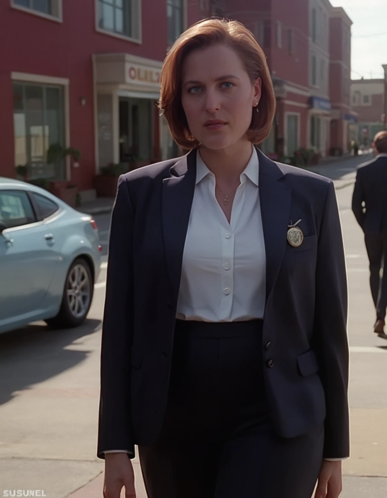 score_9, score_8_up, score_7_up, (ascul woman:1.1), upperbody closeup, walking in the city, wearing a blazer, looking at the viewer, <lora:Dana-Scully_token_ascul_woman_r64_model_everclear_v3:1.1>