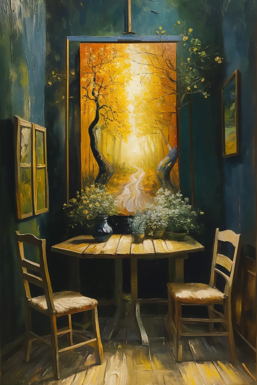 masterpiece,best quality,forest,oil painting,<lora:tbh123-:0.8>,style of Vincent van Gogh,