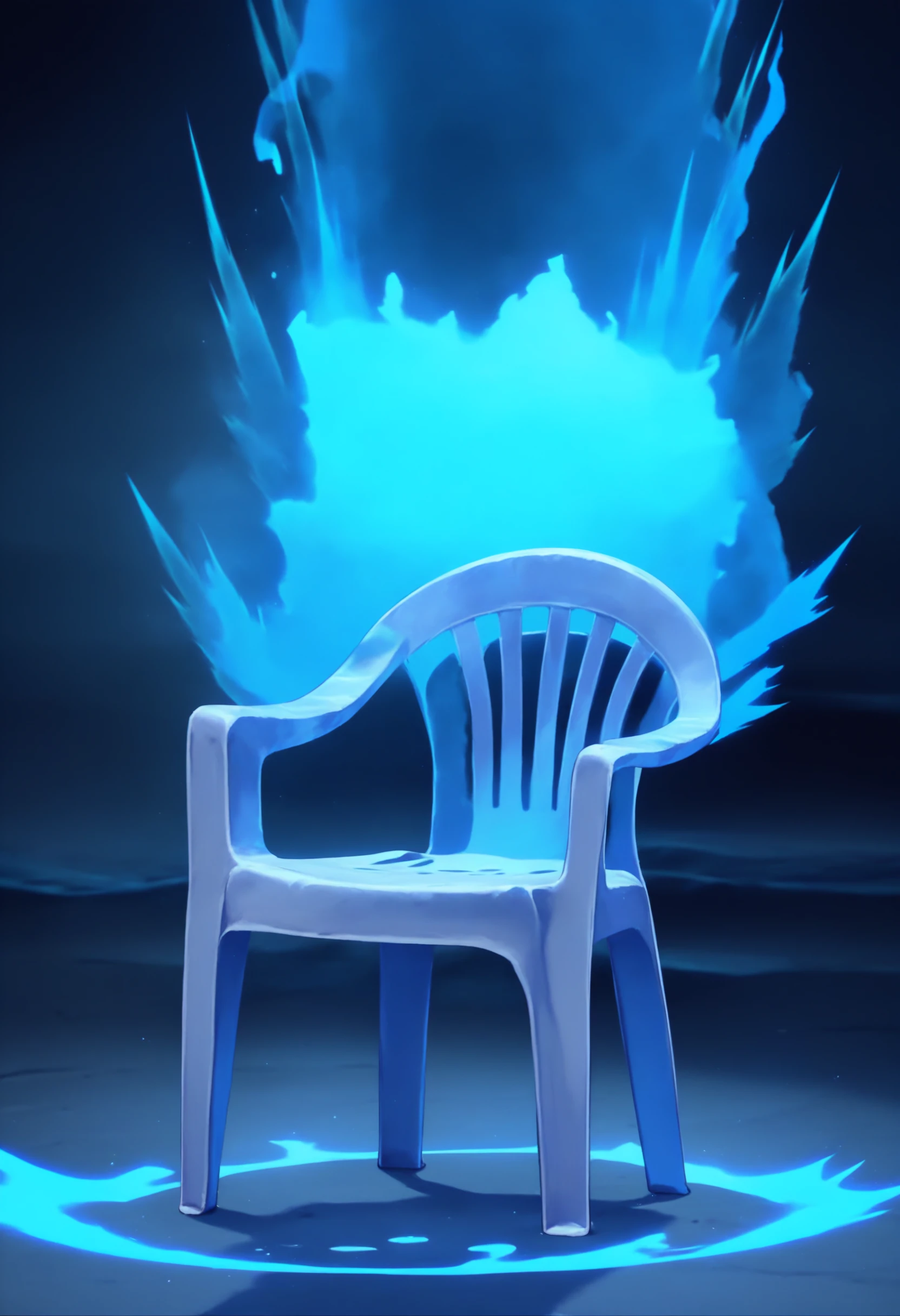 score_9, score_8_up, score_7_up, source_anime, KI Charge, aura, <lora:DBKiCharge_XLPD:1>, blue aura, <lora:PlasticChair_XLPD:1.2>, plastic chair, no humans,