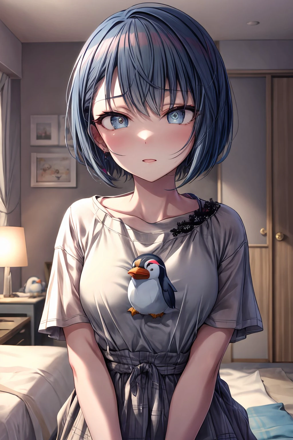 (masterpiece), best quality, expressive eyes, perfect face, harukachan, penguin, doll, bedroom, <lora:more_details:0.7>, <lora:08658fad-7e37-4363-8aca-b4fbbbb167a6:0.7>