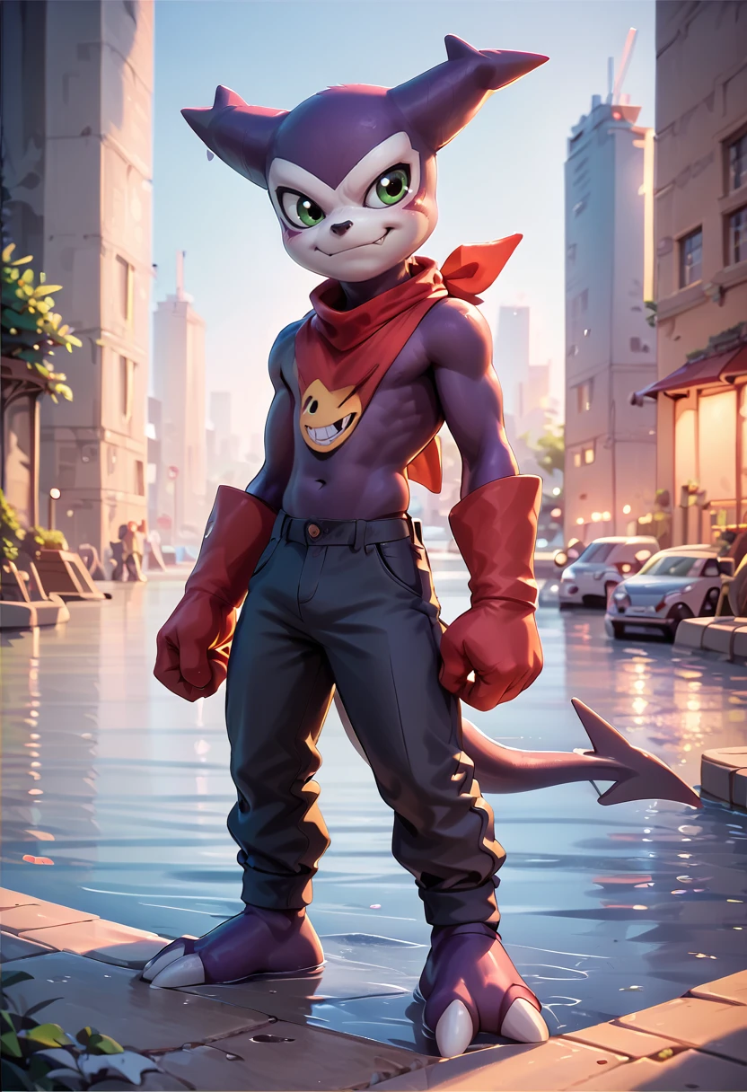 score_9, score_8_up, score_7_up, score_6_up, score_5_up, score_4_up, <lora:DigimonCharacterPack:1>,impmon,smile, <lora:OtherStyle_05V1:0.8>,full body, water,city,