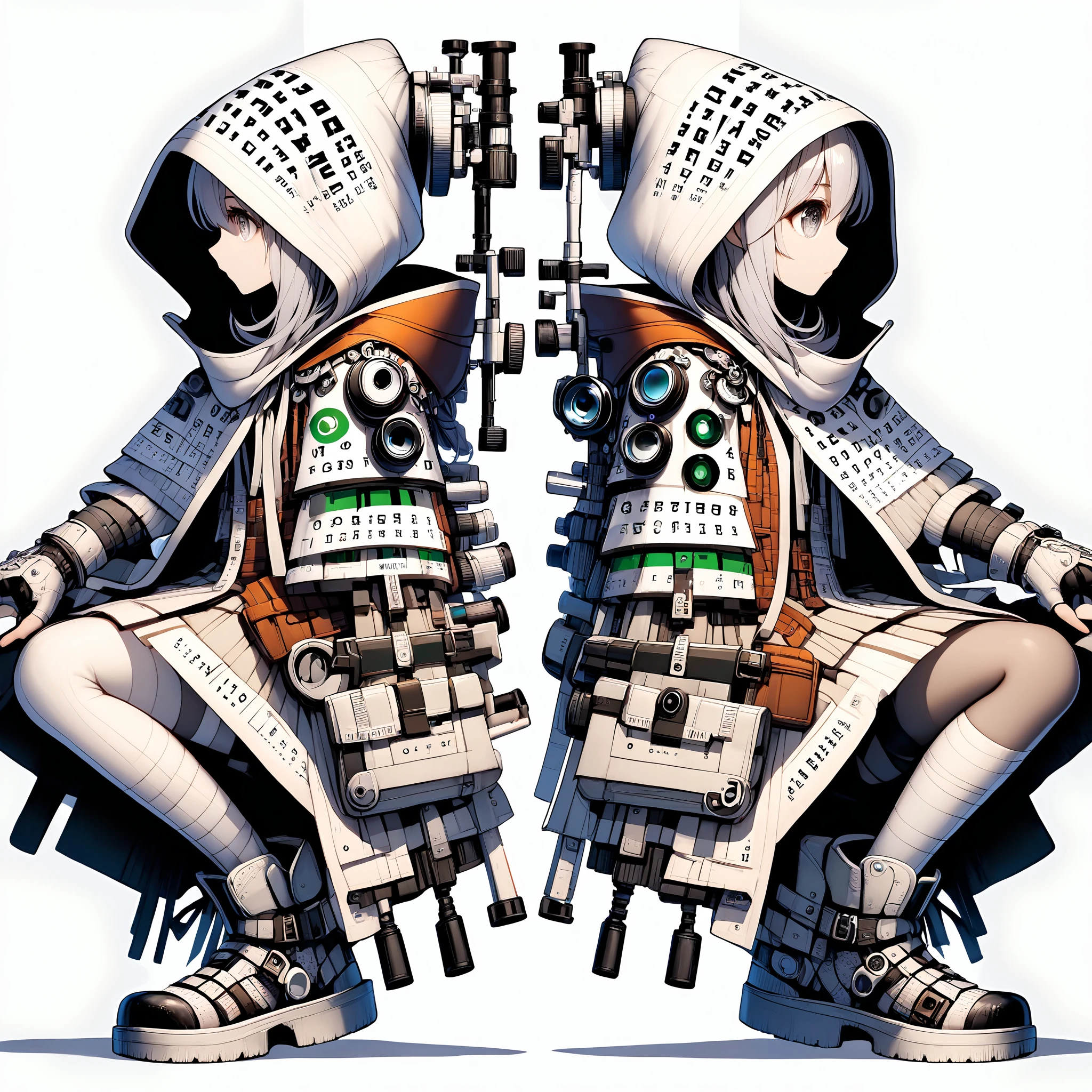 <lora:shiryokukensa_xl_v1:1.25>, shiryokukensa, 1girl, solo, (light grey eyes:1.5), (light grey skin:1.5), fingerless gloves, gloves, white background, looking away, closed mouth, full body, white gloves, hood, shadow, (simple background:1.5), shoes, bangs, hood up, pouch, (light grey hair:1.5), (from side:1.5)
<lora:Fixhands_anime_bdsqlsz_V1:1>