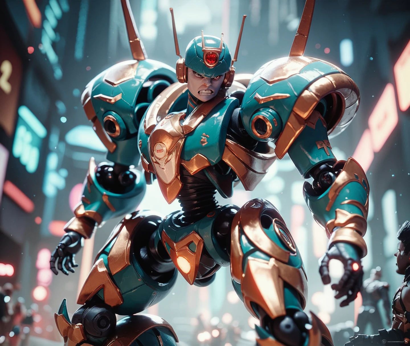 score_9, score_8_up, score_7_up, score_6_up, 1boy, giant robot, angry, complex neon striped armor, looking over shoulder, cinematic, epic photoshot, bokeh, dreamstyle, surreal <lora:prbt1:0.85>
