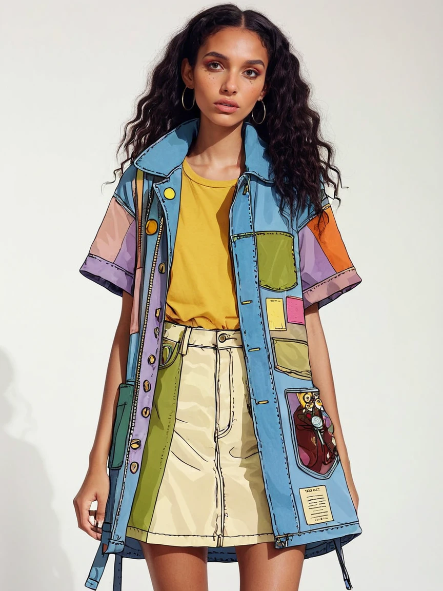 woman, <lora:dr4wn0nXL:0.6> Dr4wn0n, mixed media, cel shading clothing,