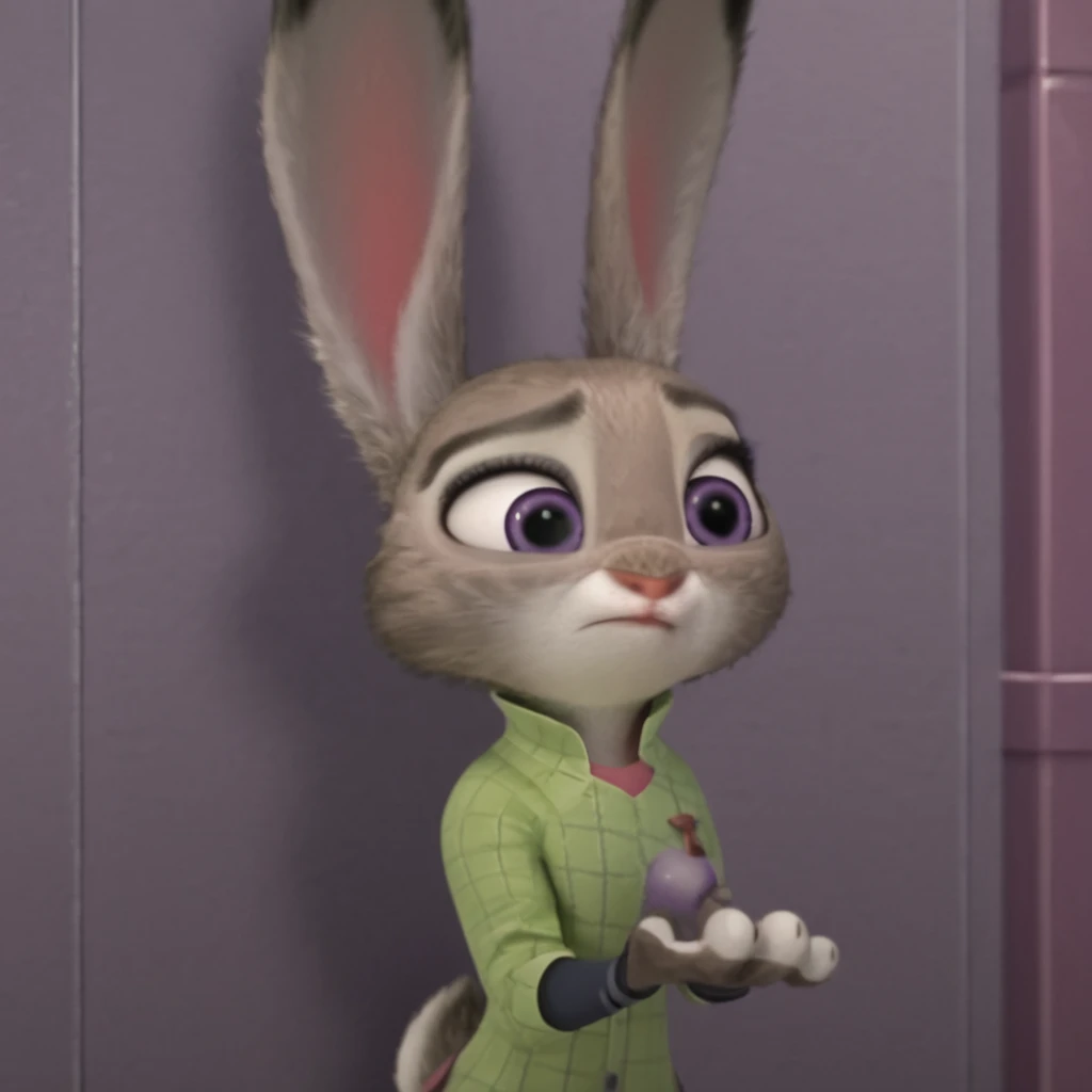 <lora:JudyHoppsPony:1>, judyhopps, purple eyes, rabbit, rabbit ears, rabbit girl, animal ears,