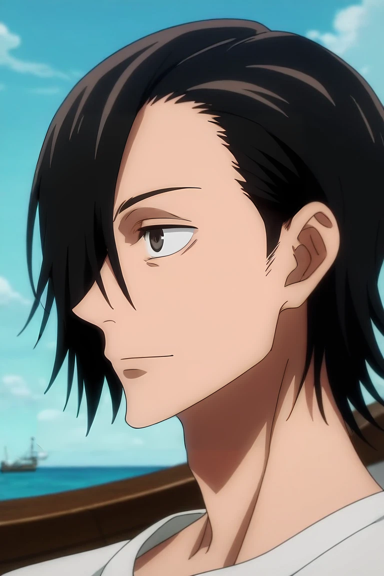 score_9, score_8_up, score_7_up, source_anime, rating_safe, , anime screencap, anime coloring, official style, , depth of field, 1boy, solo, male focus, <lora:junpei_yoshino_pony:0.88>, junpei_yoshino, black hair, black eyes, short hair, hair over one eye, profile, boat, ship, light, stretching, light smile, , <lora:sdxl_lightning_8step_lora:1>