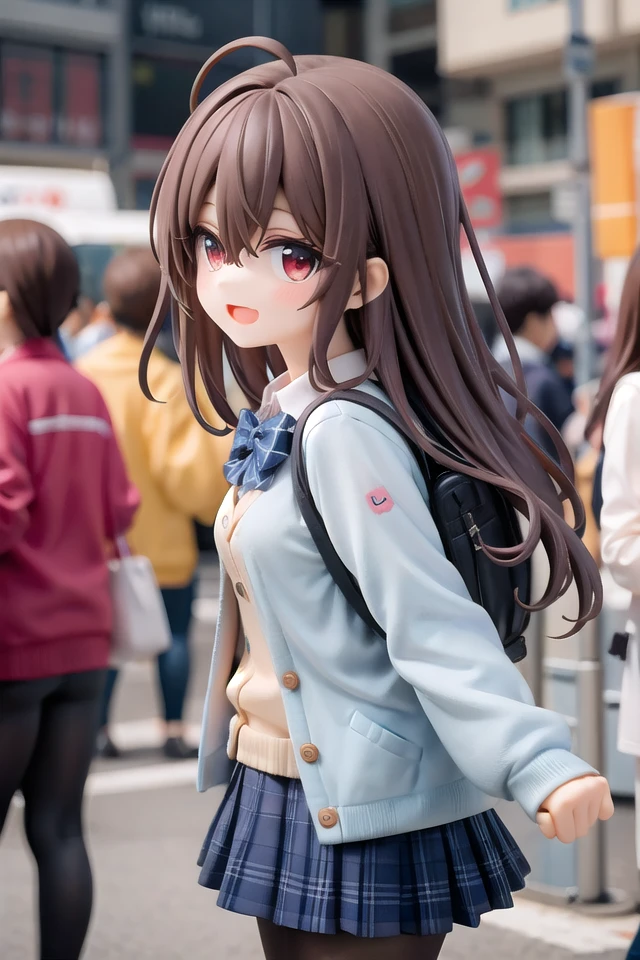 insanely detailed, absurdres, ultra-highres, ultra-detailed, best quality,
1girl, solo, nice hands, perfect hands
BREAK
(School Uniforms:1.2), (pastel blue cardigan is fit body:1.4), ((do up a buttons, not loose):1.5), ((long sleeve, sleeves past wrists):1.2), (inner wear is white collared-shirt:1.3), (blue plaid-pattern bow:1.3), (blue plaid-pattern pleated skirt:1.3), ((dark-brown pantyhose, loafers):1.2)
, BREAK (nsfw:-1.5)
BREAK
happy smile, laugh, open mouth
BREAK
from side,
standing, cowboy shot, looking at viewer
BREAK
slender, kawaii, perfect symmetrical face, ultra cute girl, ultra cute face, ultra detailed eyes, ultra detailed hair, ultra cute, ultra beautiful
BREAK
shibuya, akihabara, tokyo, street, crowd, cityscape, depth of field, ultra detailed background
BREAK
medium breasts
BREAK
brown hair, red eyes, medium long hair, bob with bangs, hair between eyes