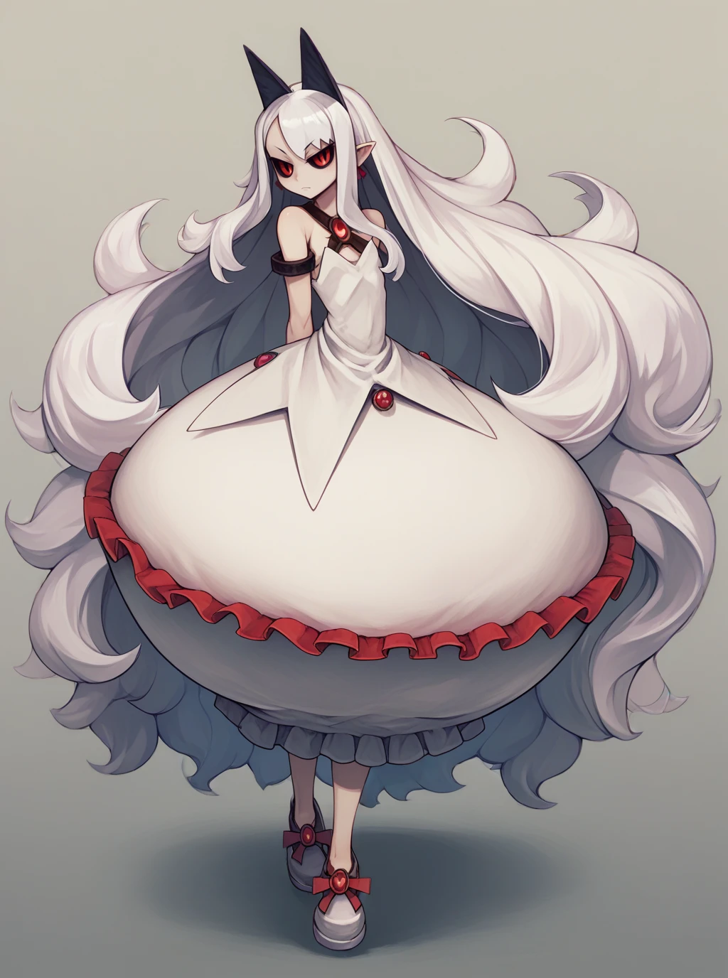 score_9, score_8_up, score_7_up, source_anime, solo, 1girl, pram \(phantom kingdom\), bubble skirt, , long hair, white hair, black sclera, , , <lora:pram_PDXL-000001:1>