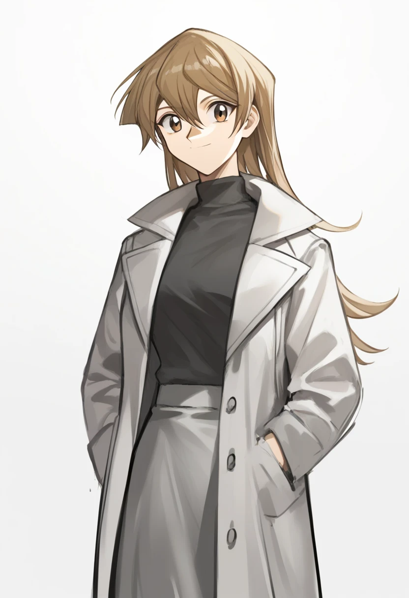 score_9,score_8_up,score_7_up,<lora:tenjouin_asuka_pony:1>,1girl, bad_id, bad_twitter_id, black_sweater, brown_eyes, brown_hair, closed_mouth, floating_hair, grey_coat, grey_skirt, hair_between_eyes, highres, long_hair, long_sleeves, open_coat, sketch, smile, solo, standing, straight_hair, tenjouin_asuka