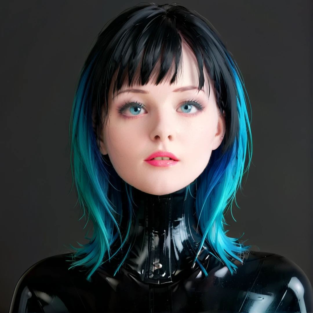 <lora:neckcorset:0.5> pale skinned emo goth girl with blue eyes and multicolored hair, black latex clothes, head and shoulders, Masterpiece;highly detailed; extreme,octane render, zbrush, blender, 3d,post-processing,HDR; lightning; volumetric; cinematic; ray tracing; RTX;radiant light rays,subsurface scattering,soft edge lighting,realistic shadows;vibrant colors,high-res, 8k,16k,32k,Playful shadows dance across her face,