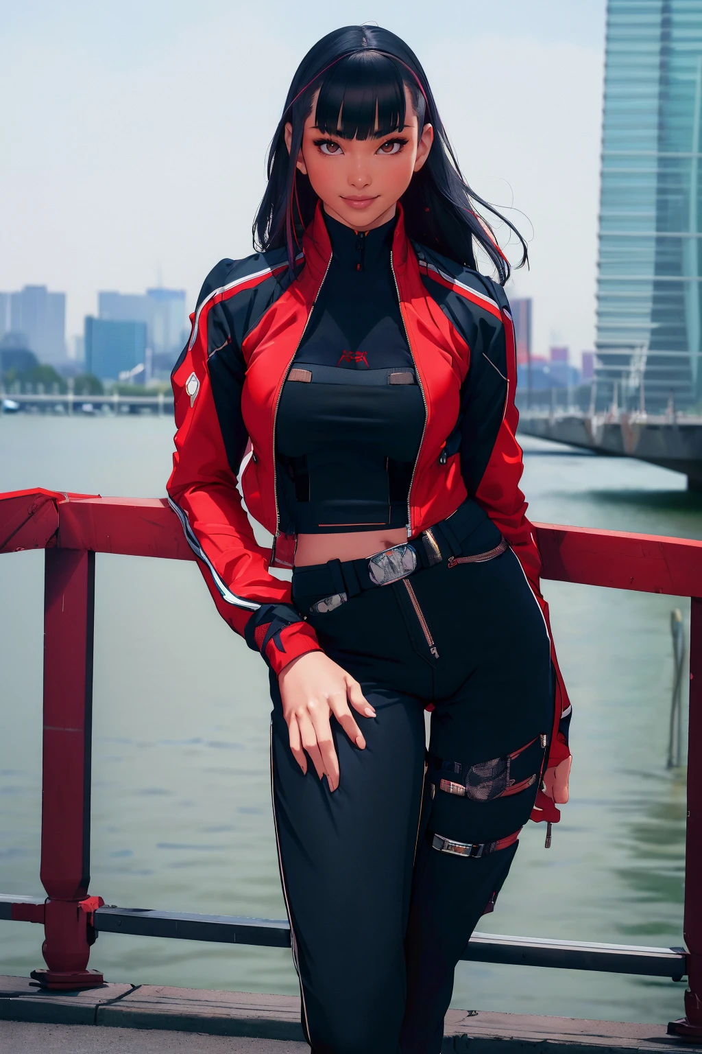 ((Masterpiece, best quality, edgQuality)),smile,medium breasts,arms along body
asian edgSpo_woman,edgSpo_face,edgSpo_body,blunt bangs,<lora:edgSingaporeanDollLikenessv1:1>
<lora:edgAUG_mini:0.8> wearing Urban_Gal,jacket,long sleeves