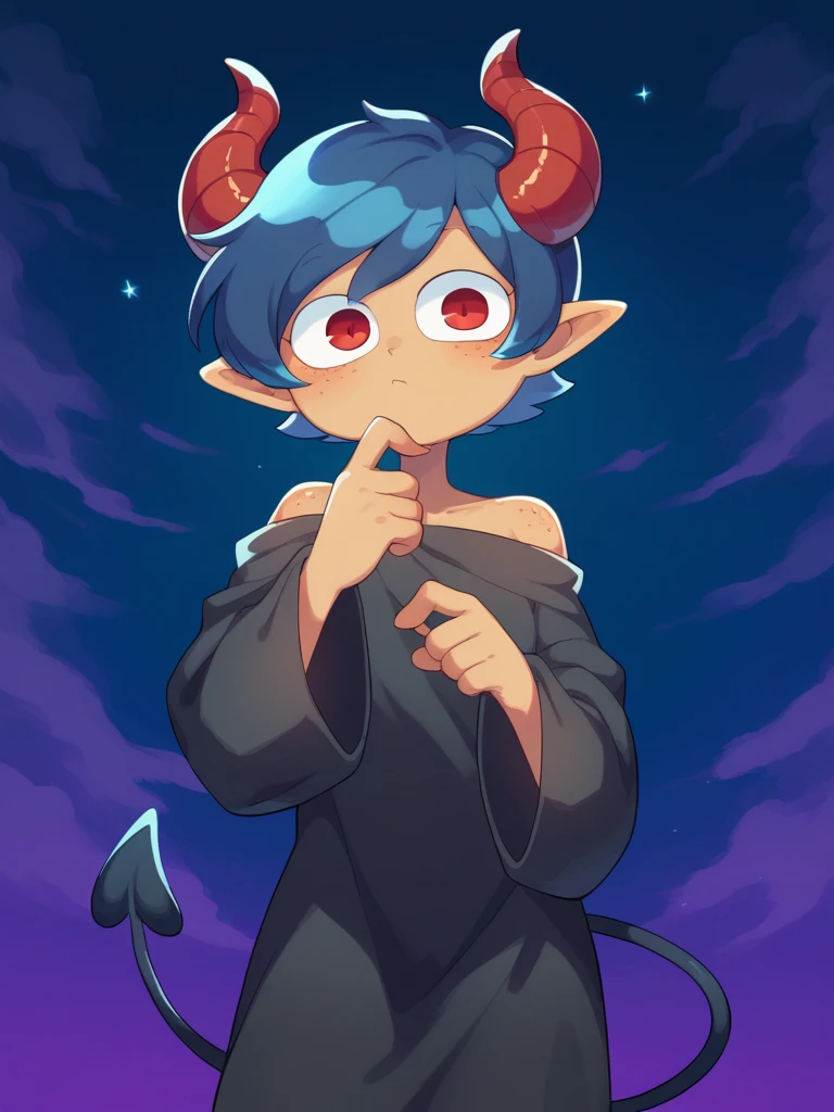 score_9, score_8_up, score_7_up, source_anime, BREAK
1girl, solo, <lora:Miwako:1> <lora:ZukoXL:0.8> zukoko, blue hair, demon tail, freckles, curled horns, red eyes, horns, short hair, pointy ears, red horns,