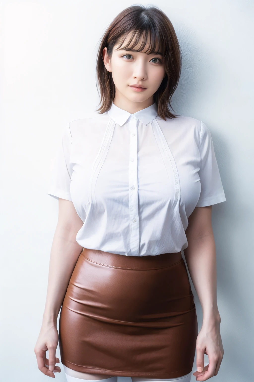 1girl, meiwashio_jav, large breasts, parted lips, bangs, brown eyes, short hair, jewelry, <lora:JAV_mei_washio_v1_epoch_12:0.8>
wearing blouse, pencil skirt, thighhighs, leaning against wall,
looking at viewer, shot using canon DSLR,
detailed body, attractive body, perfect human body, realistic face,
(ultimate quality, masterpiece, highres:1.0), realistic:1.6, photorealistic,