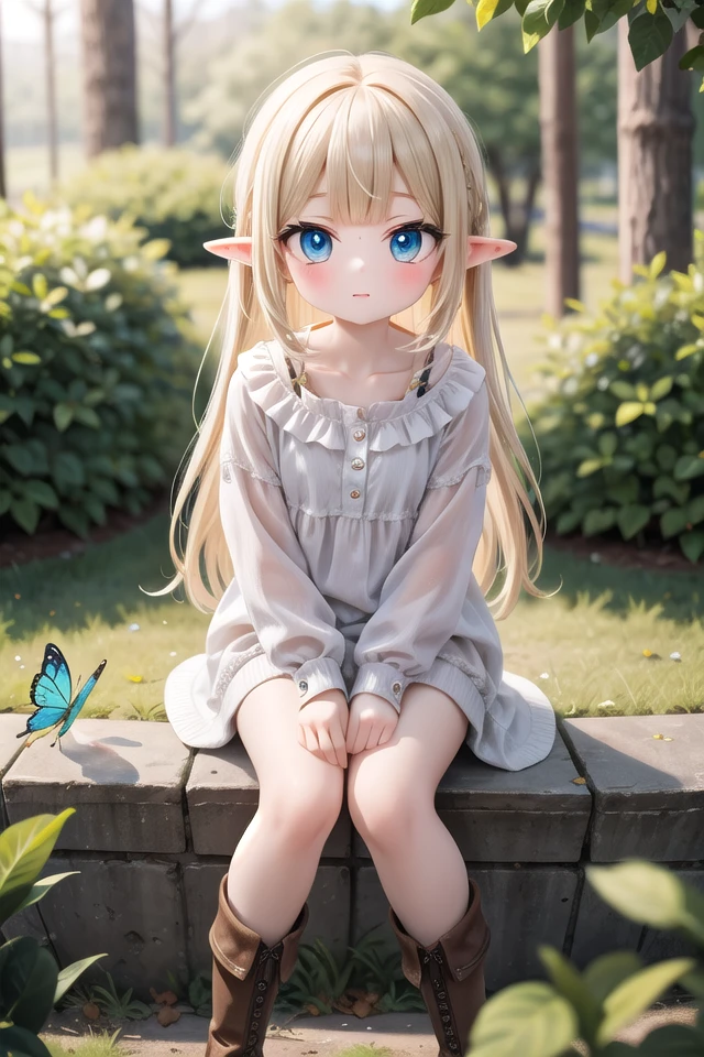 insanely detailed, absurdres, ultra-highres, ultra-detailed, best quality,
1girl, solo, nice hands, perfect hands
BREAK
elf girl, boots
BREAK
sitting on branch,
from above,looking up,
cowboy shot, looking at viewer
BREAK
slender, kawaii, perfect symmetrical face, ultra cute girl, ultra cute face, ultra detailed eyes, ultra detailed hair, ultra cute, ultra beautiful
BREAK
in forest, ground, leaf, butterfly, (wide shot magnificent view:1.2),
(dappled sunlight:1.2), blurry, (depth of field:1.1)
BREAK
shiny hair, blonde hair, blunt bangs