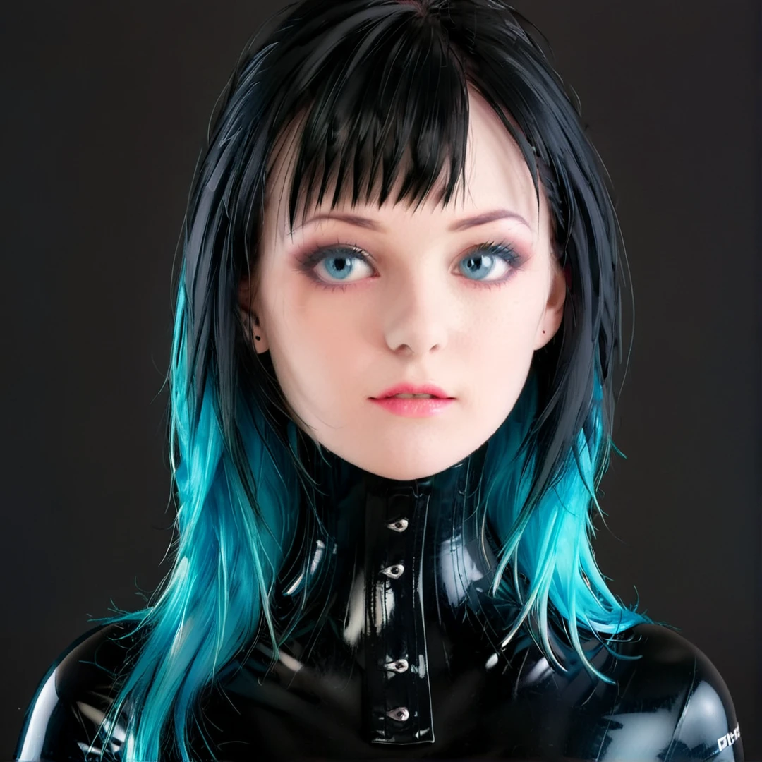 <lora:neckcorset:0.5> pale skinned emo goth girl with blue eyes and multicolored hair, black latex clothes, head and shoulders, Masterpiece;highly detailed; extreme,octane render, zbrush, blender, 3d,post-processing,HDR; lightning; volumetric; cinematic; ray tracing; RTX;radiant light rays,subsurface scattering,soft edge lighting,realistic shadows;vibrant colors,high-res, 8k,16k,32k,Playful shadows dance across her face,