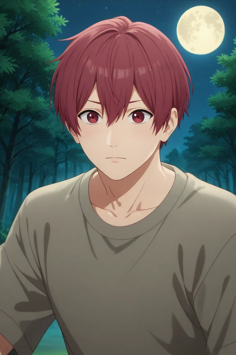score_9, score_8_up, score_7_up, source_anime, rating_safe, , (photorealistic:0.6), , , 1boy, solo, male focus, <lora:souma_shiki_pony:0.88>, souma_shiki, red hair, red eyes, short hair, hair between eyes, bangs, rule of thirds, forest, night, full moon, yoga, nervous, , <lora:sdxl_lightning_8step_lora:1>