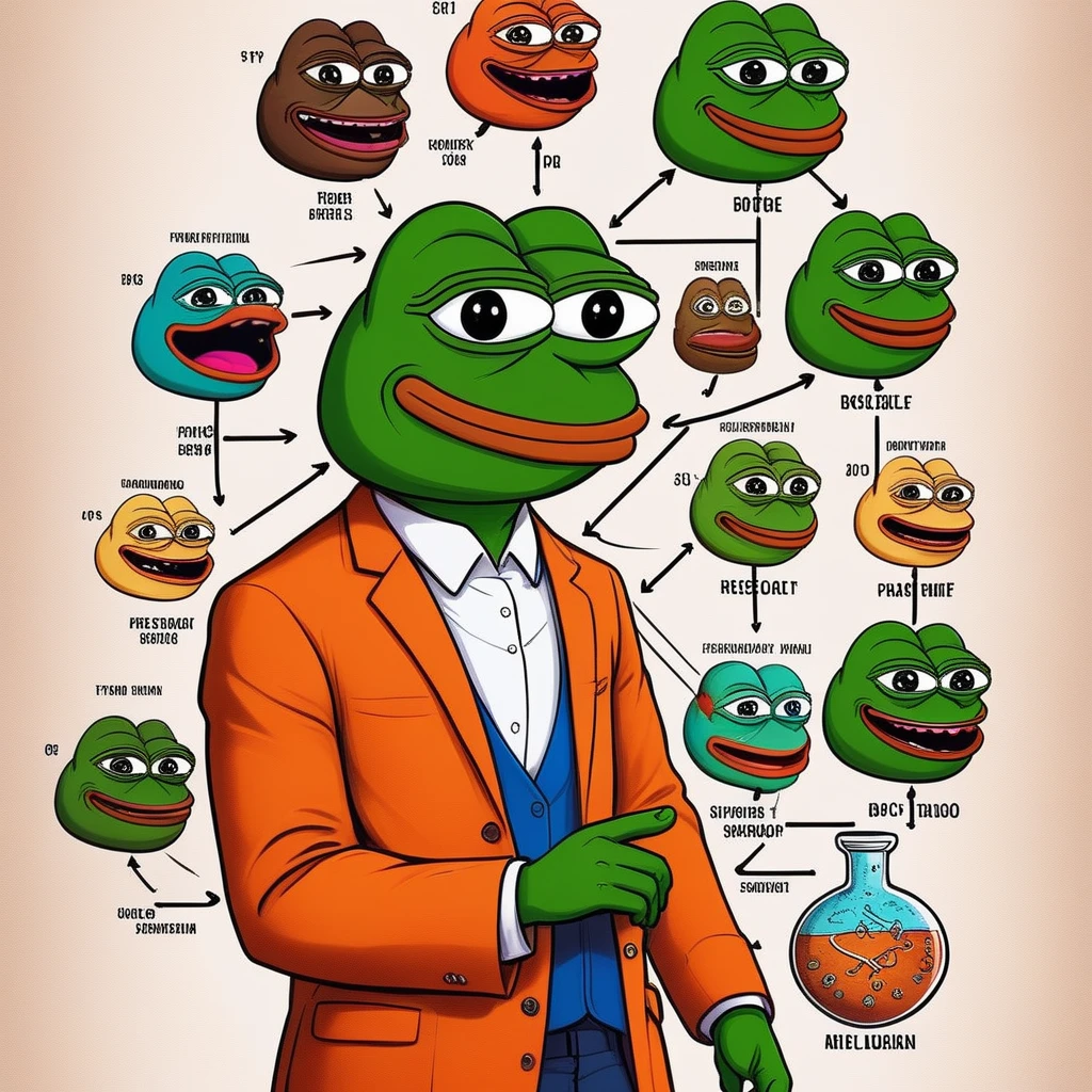 pepe family tree scientific illustration this is fine digital art 