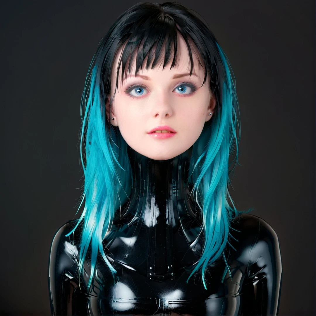 <lora:neckcorset:0.5> pale skinned emo goth girl with blue eyes and multicolored hair, black latex clothes, head and shoulders, Masterpiece;highly detailed; extreme,octane render, zbrush, blender, 3d,post-processing,HDR; lightning; volumetric; cinematic; ray tracing; RTX;radiant light rays,subsurface scattering,soft edge lighting,realistic shadows;vibrant colors,high-res, 8k,16k,32k,Playful shadows dance across her face,