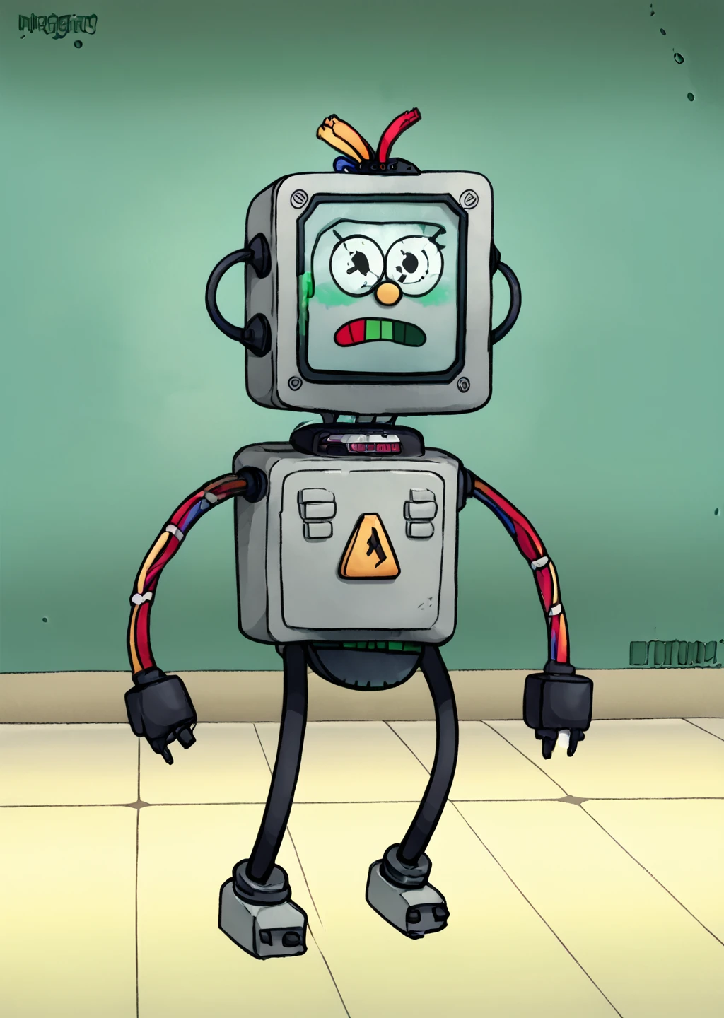 score_9, score_8_up, score_7_up, score_6_up, <lora:Regular_Show_Style:0.8>, regularshow, Detailed Background, BREAK
<lora:Electracey:0.8>, robot, 1girl, solo, bedroom, parody style
