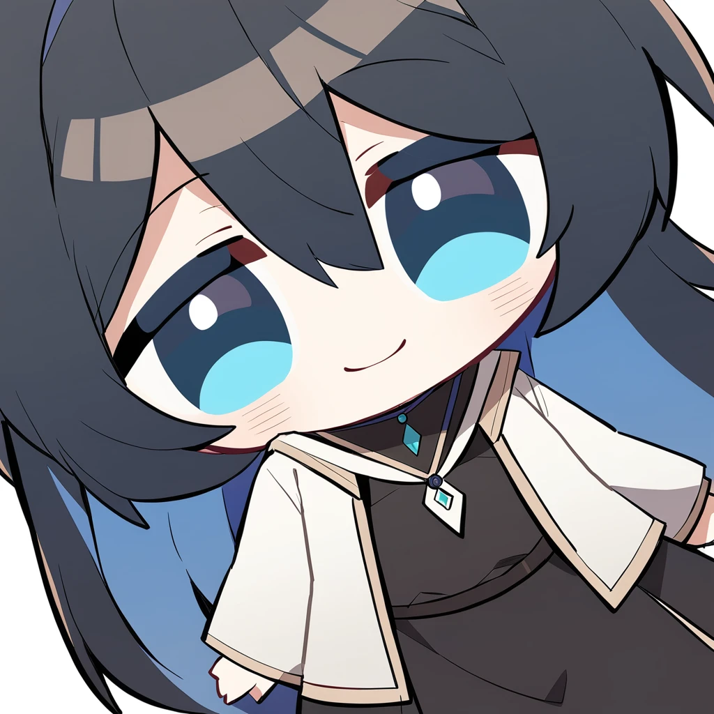 1girl,
solo, chibi, long hair, black hair, simple background, smile, blush, white background, blue eyes, looking at viewer, closed mouth
<lora:mki-ani3-style1-000050:1>