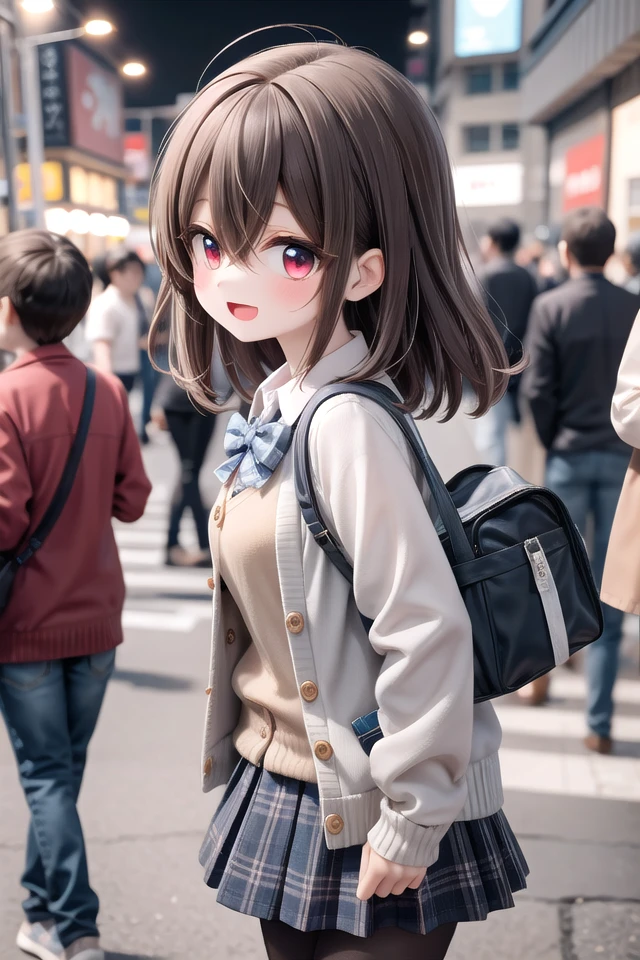 insanely detailed, absurdres, ultra-highres, ultra-detailed, best quality,
1girl, solo, nice hands, perfect hands
BREAK
(School Uniforms:1.2), (pastel blue cardigan is fit body:1.4), ((do up a buttons, not loose):1.5), ((long sleeve, sleeves past wrists):1.2), (inner wear is white collared-shirt:1.3), (blue plaid-pattern bow:1.3), (blue plaid-pattern pleated skirt:1.3), ((dark-brown pantyhose, loafers):1.2)
, BREAK (nsfw:-1.5)
BREAK
happy smile, laugh, open mouth
BREAK
from side,
standing, cowboy shot, looking at viewer
BREAK
slender, kawaii, perfect symmetrical face, ultra cute girl, ultra cute face, ultra detailed eyes, ultra detailed hair, ultra cute, ultra beautiful
BREAK
shibuya, akihabara, tokyo, street, crowd, cityscape, depth of field, ultra detailed background
BREAK
medium breasts
BREAK
brown hair, red eyes, medium long hair, bob with bangs, hair between eyes