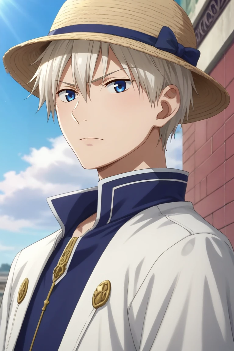 score_9, score_8_up, score_7_up, source_anime, rating_safe, intricate details, (realistic:0.6), , , 1boy, solo, male focus, <lora:zen_wistalia_pony:0.82>, zen_wistalia, white hair, blue eyes, short hair, hair between eyes, bangs, rule of thirds, venice, gondola ride, day, clouds, leaning back, angry, , panama hat, <lora:sdxl_lightning_8step_lora:1>