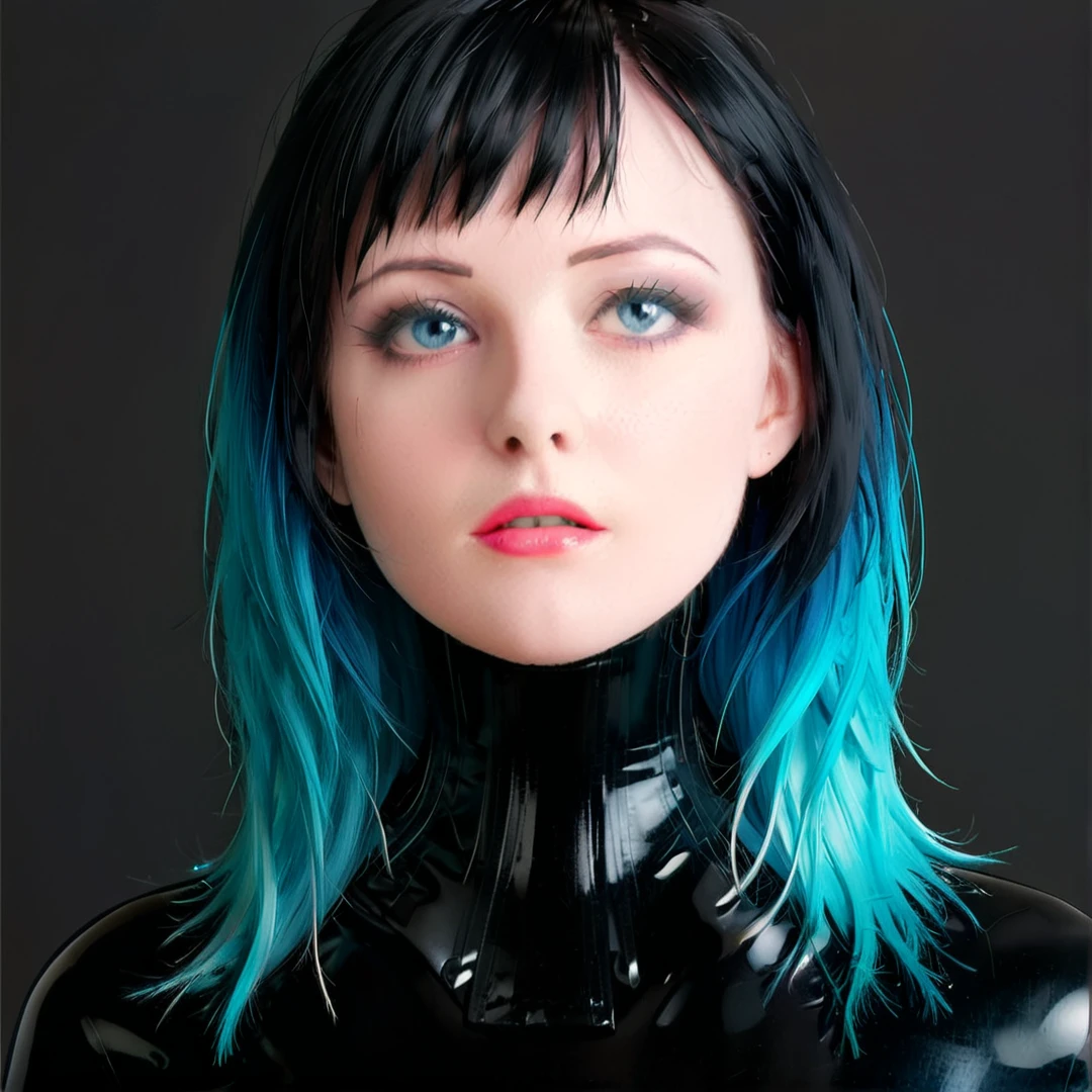 <lora:neckcorset:0.5> pale skinned emo goth girl with blue eyes and multicolored hair, black latex clothes, head and shoulders, Masterpiece;highly detailed; extreme,octane render, zbrush, blender, 3d,post-processing,HDR; lightning; volumetric; cinematic; ray tracing; RTX;radiant light rays,subsurface scattering,soft edge lighting,realistic shadows;vibrant colors,high-res, 8k,16k,32k,Playful shadows dance across her face,