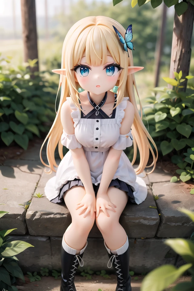 insanely detailed, absurdres, ultra-highres, ultra-detailed, best quality,
1girl, solo, nice hands, perfect hands
BREAK
elf girl, boots
BREAK
sitting on branch,
from above,looking up,
cowboy shot, looking at viewer
BREAK
slender, kawaii, perfect symmetrical face, ultra cute girl, ultra cute face, ultra detailed eyes, ultra detailed hair, ultra cute, ultra beautiful
BREAK
in forest, ground, leaf, butterfly, (wide shot magnificent view:1.2),
(dappled sunlight:1.2), blurry, (depth of field:1.1)
BREAK
shiny hair, blonde hair, blunt bangs