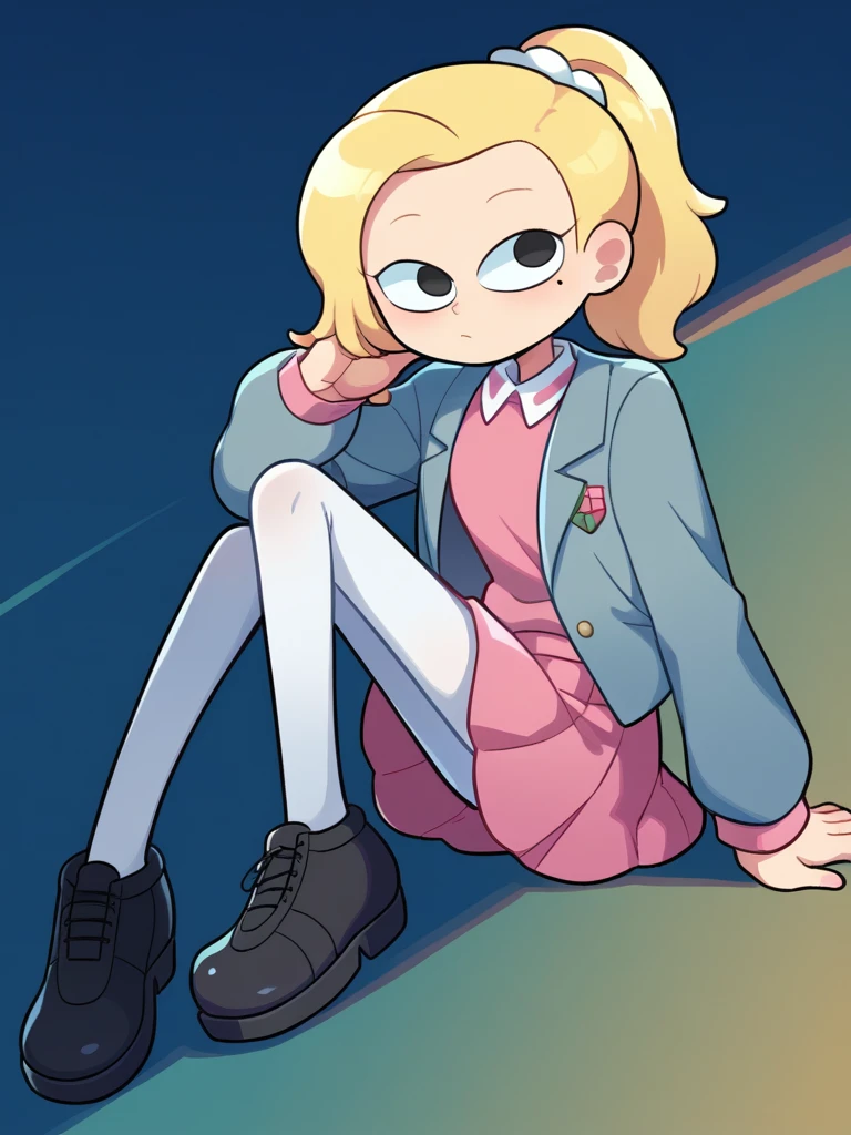 score_9, score_8_up, score_7_up, source_anime, BREAK
1girl, solo, <lora:Miwako-20:1> sasha waybright, blonde hair, mole under eye, ponytail, long hair, grey sweater, pink skirt, denim jacket, pink shirt collar, black eyes, white pantyhose, black shoes,