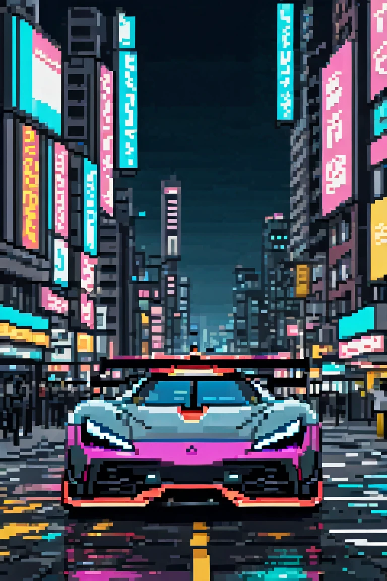 vaporwave style, hypercar, cyberpunk city, intricately detailed, deep color, 8k resolution, photorealistic, masterpiece, cinematic lighting