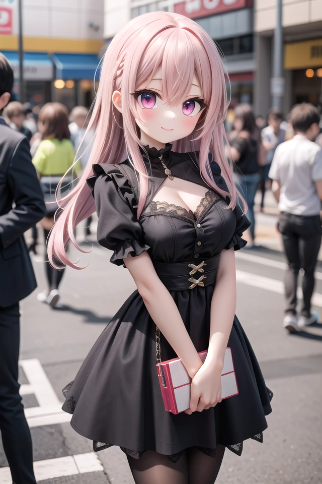 insanely detailed, absurdres, ultra-highres, ultra-detailed, best quality,
1girl, solo, nice hands, perfect hands
BREAK
gothic theme, black gothic dress, white frill, hair dress
, (nsfw:-1.5)
BREAK
happy smile, laugh, closed mouth
BREAK
standing, cowboy shot, looking at viewer
BREAK
slender, kawaii, perfect symmetrical face, ultra cute girl, ultra cute face, ultra detailed eyes, ultra detailed hair, ultra cute, ultra beautiful
BREAK
shibuya, akihabara, tokyo, street, crowd, cityscape, depth of field, ultra detailed background
BREAK
large breasts
BREAK
pink hair, pink eyes, box braids, hair between eyes