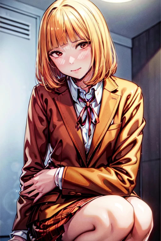 (Unbelievable Photo:1.3) of (Detailed illustration:1.3),(Amusing:1.3) <lora:hana midorikawa:0.75>, (1girl:1.1), brown jacket, neck red ribbon, collared shirt, school uniform, plaid skirt, loafers, eyelashe, short hair, hime cut, blonde hair, looking at viewer, face, high quality, highres, masterpiece, monochrome, greyscale, <lora:add_detail:0.75>,(by Artist Peter Gric:1),Highly Detailed,(Hardcore Art:1),(Saturated:1),(close portrait:1.3),(Feminine:1.4),(beautiful:1.4),(attractive:1.3),handsome,calendar pose,perfectly detailed eyes,studio lighting,thematic background