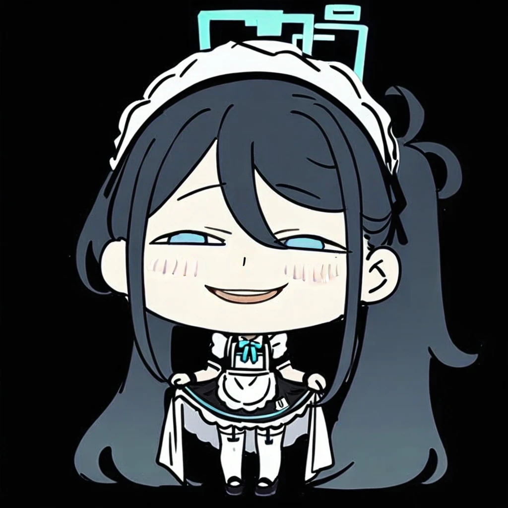 anya-face,(masterpiece),(best quality),masterpiece,best quality,very aesthetic,absurdres,newest,
BREAK
sdorica composition,black background,simple background,character name,
BREAK
1girl, solo, aris \(blue archive\), aris \(maid\) \(blue archive\), halo, long hair, black hair, thighhighs, white thighhighs, apron, blue eyes, official alternate costume, maid headdress, maid, very long hair, full body, simple background, white background, short sleeves, open mouth, dress, looking at viewer, maid apron, white apron, black footwear, borrowed clothes, shoes, black dress, frilled apron, frills, blush, upper teeth only, ponytail, smile, puffy sleeves, standing, side ponytail, teeth, puffy short sleeves, absurdly long hair, garter straps, skirt hold, bow, sidelocks,