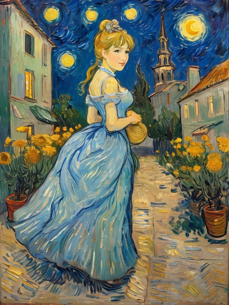 masterpiece,best quality,<lora:tbh123-sdxl:0.7>,idolmaster cinderella girls,oil painting,style of Vincent van Gogh,
