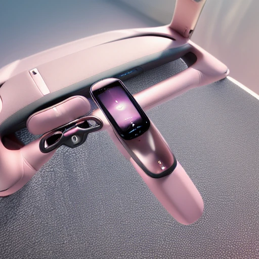 Professional photography of a (Smart INTERIOR) floating in the air, (grey and pink)trim with pink ambient light,outdoor background ,(modern EV) style, natural light,CG,Blender rendering,extremely details, 16K high quality,masterpiece