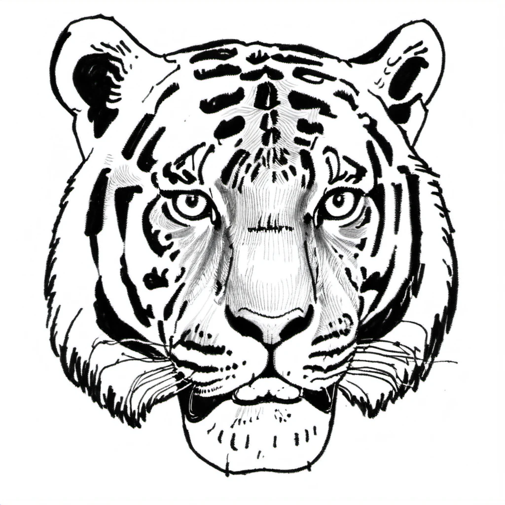 a drawing of a tiger <lora:Drawings2-000003:0.9>