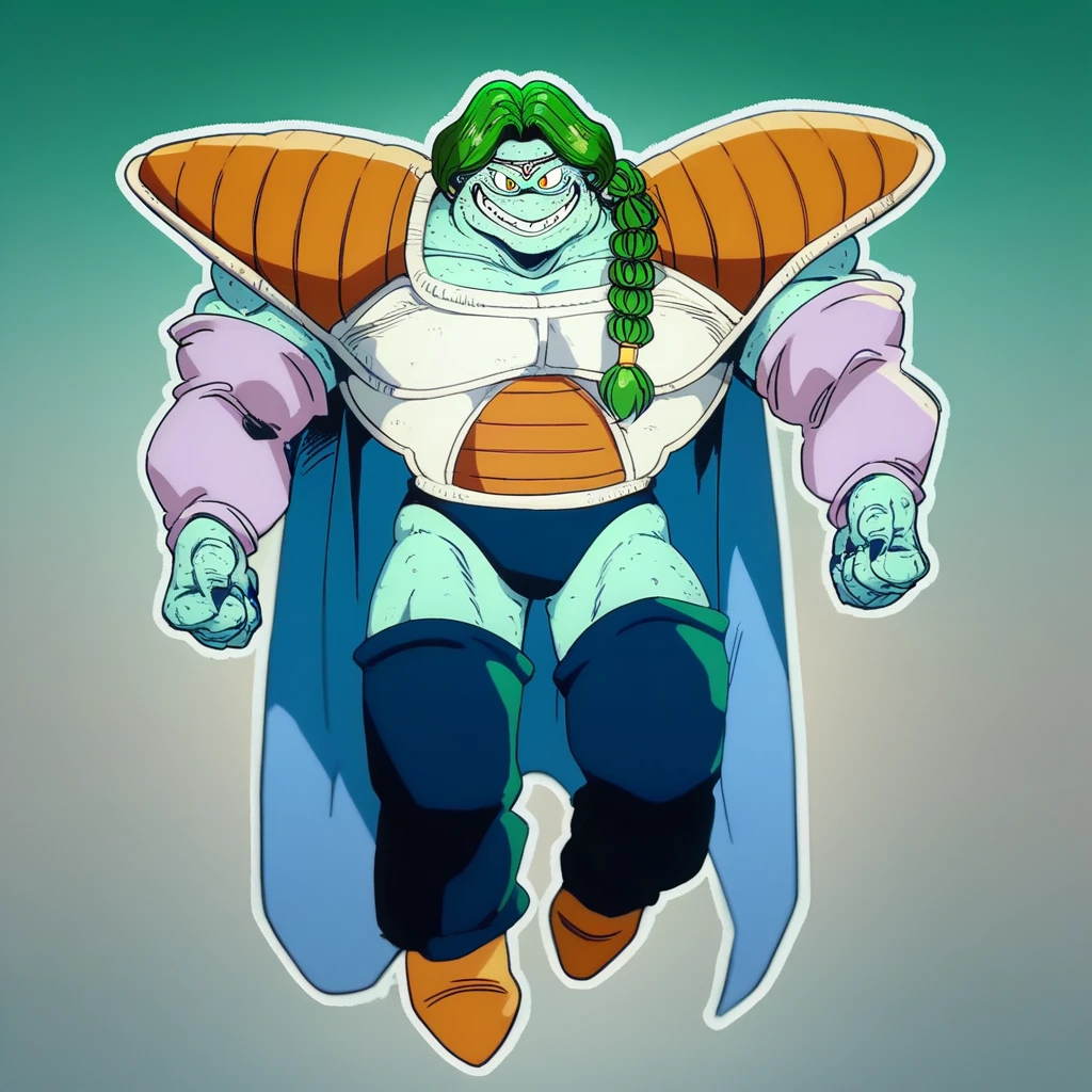 score_9, score_8_up, score_7_up BREAK Zarbon, monster, alien, muscular male, 1boy, blue skin, green hair, braid, armor, gloves, cape, jewelry, yellow eyes, teeth, smile, reptilian scales, large pectorals BREAK arms down, looking at viewer