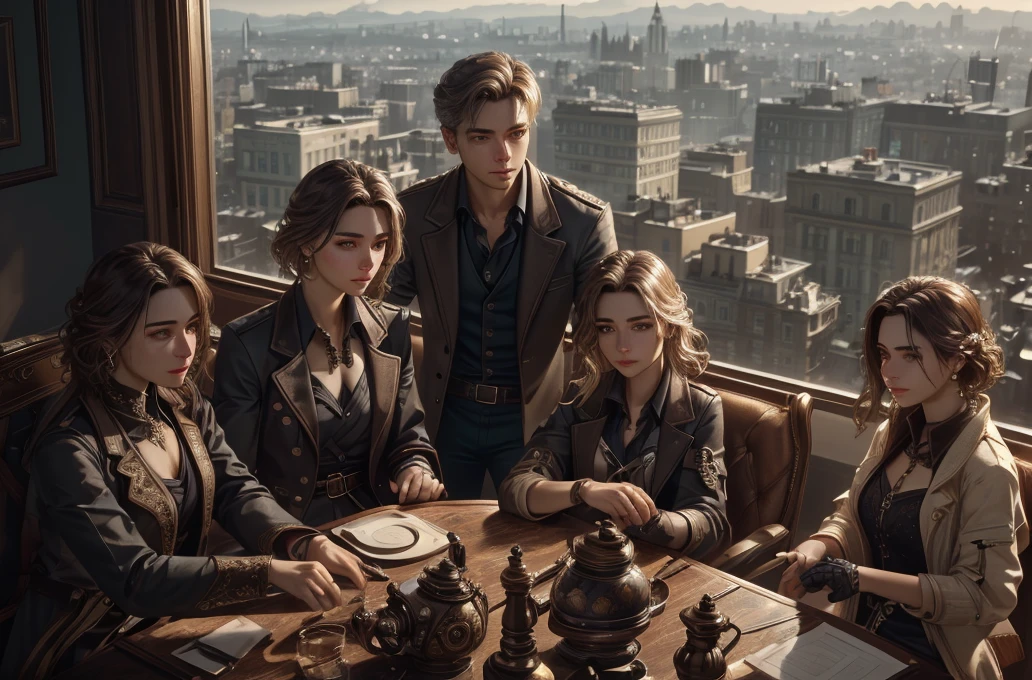 <lora:Midjourney_v6_Version_1.1:0.91> midjourney, group of people, sitting at table, different people, mixed gender, atmospheric lighting, circular table, aerial view, window in background, view of city, modern clothing, male and female, best quality, masterpiece, detailed, 8K, uhd, (extremely detailed CG unity 8k wallpaper),(masterpiece), (best quality), (ultra-detailed), (best illustration), detailed face, skin pores, detailed skin, detailed eyes, high quality eyes, good quality hands, high resolution, great anatomy