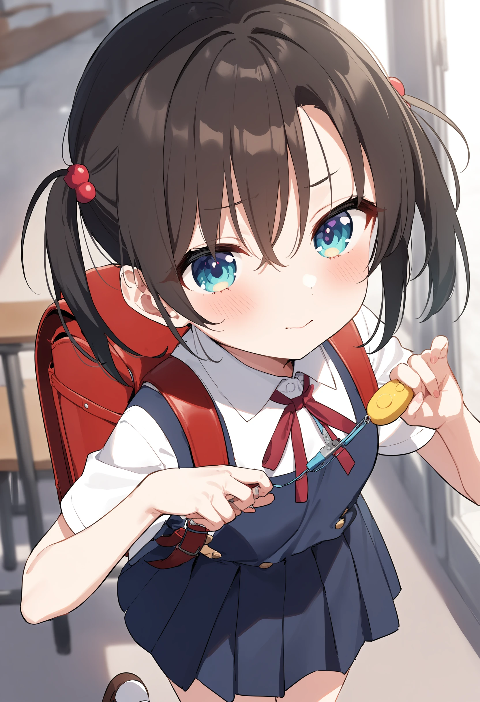 1girl,sincos, ningen mame, toosaka asagi,solo,medium breasts,school uniform,
crime prevention buzzer, holding, looking at viewer, hands up, randoseru, backpack,<lora:crimepreventionbuzzer_XL_v1:0.8>
best quality, very aesthetic, absurdres,